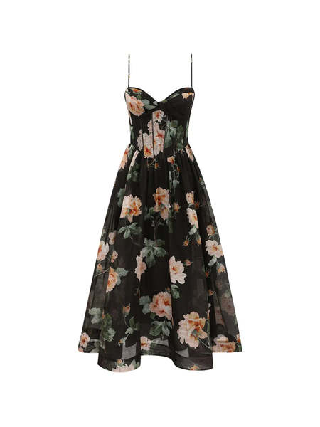knee length dresses for ladies tropicana cut out midi dress main image 1