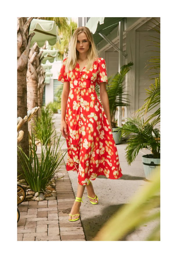 Hunter Bell Larson Dress in Aperol Ikat Dress