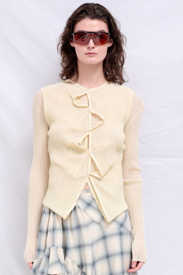 Wynn Hamlyn Ivory Double Up Rib Cardigan