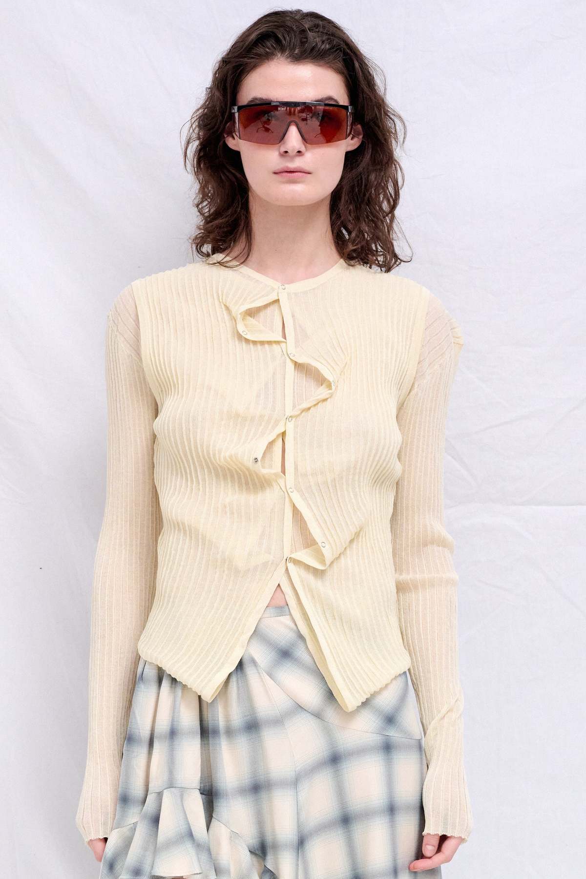 Wynn Hamlyn Ivory Double Up Rib Cardigan - Image 1 of 4