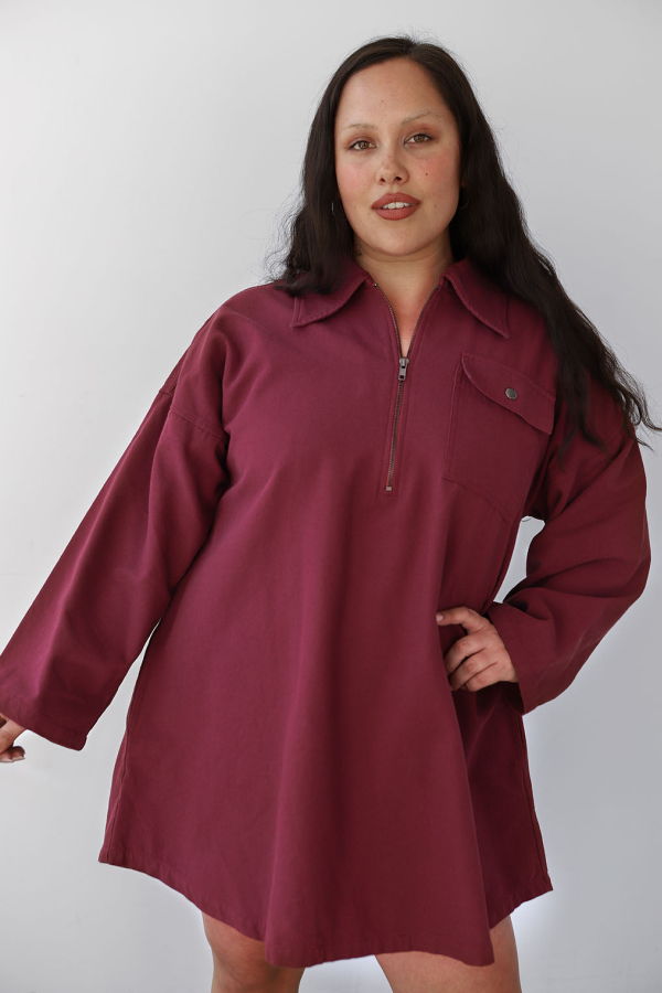 Noble Mini Smock Dress - Bordeaux