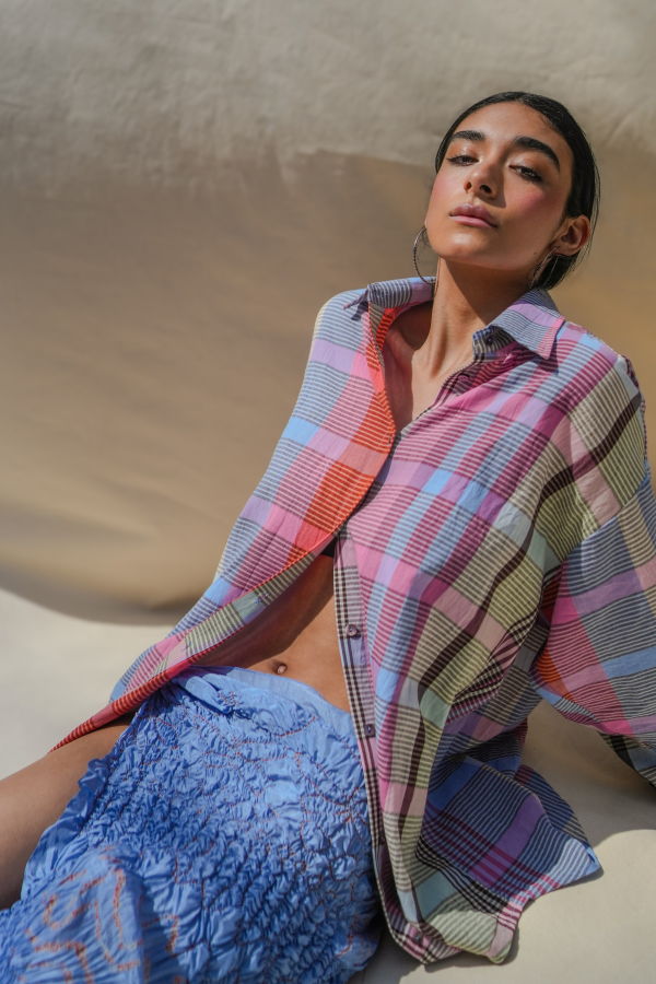 Abacaxi Plaid Cargo Pocket Shirt - Ice Cream