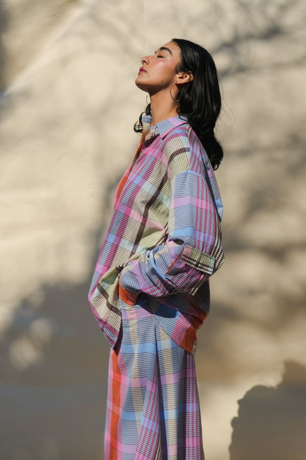 Abacaxi Plaid Cargo Pocket Shirt - Ice Cream