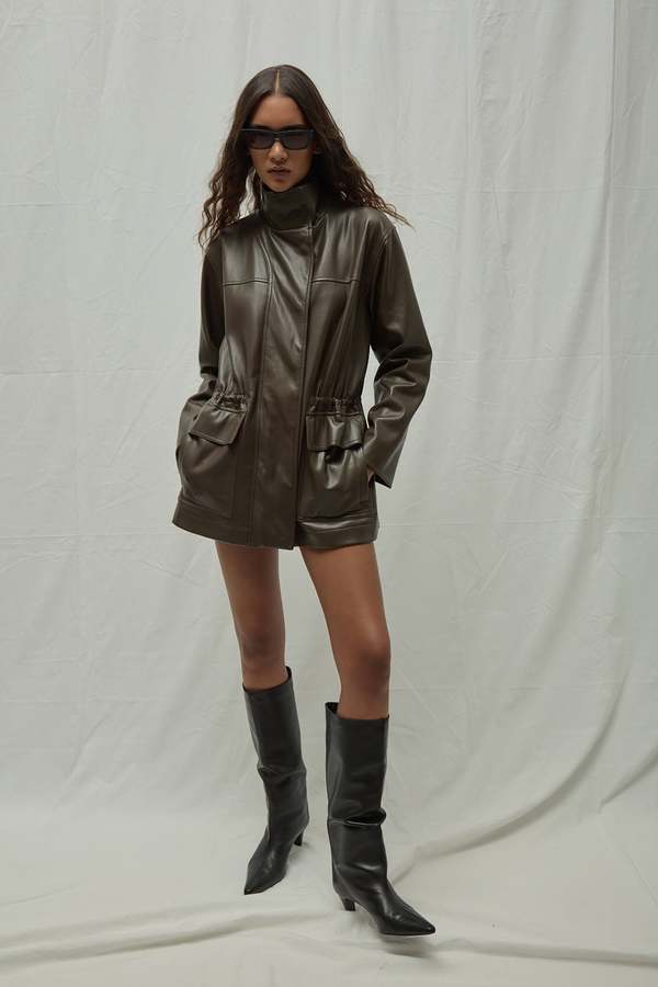 APPARIS Edie Sans Leather Parka - Deep Brown