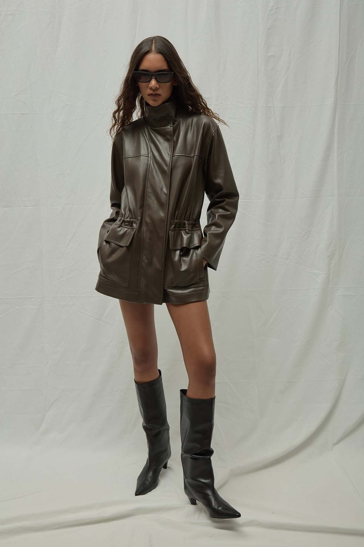 APPARIS Edie Sans Leather Parka - Deep Brown - Image 1 of 4