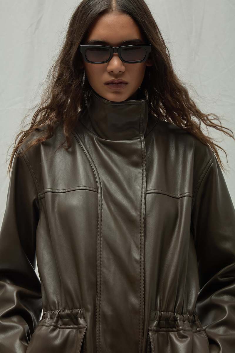 APPARIS Edie Sans Leather Parka - Deep Brown