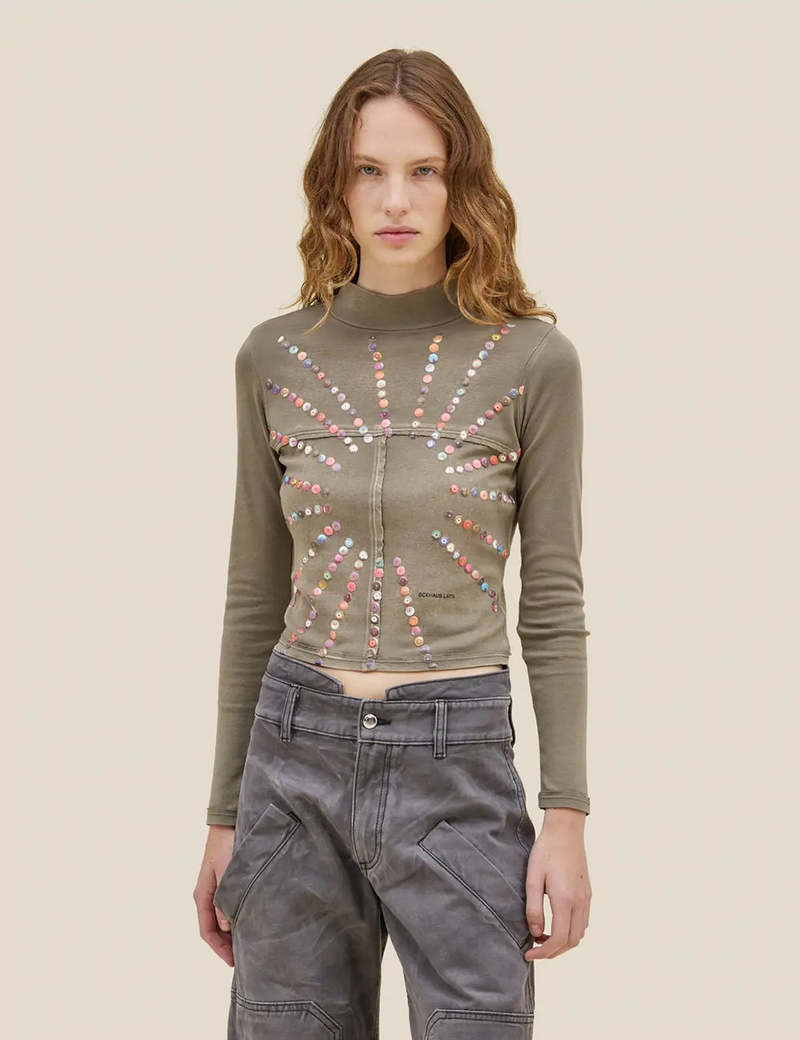 ECKHAUS LATTA Lapped Baby Turtleneck Top