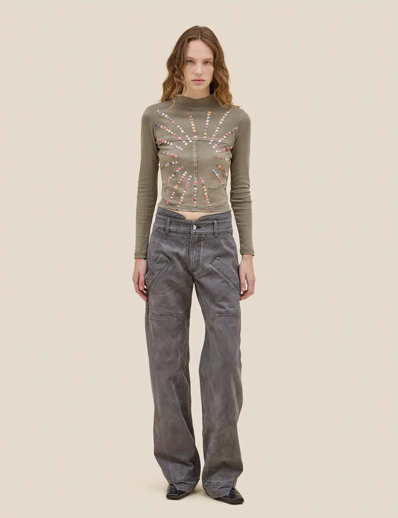 ECKHAUS LATTA Lapped Baby Turtleneck Top