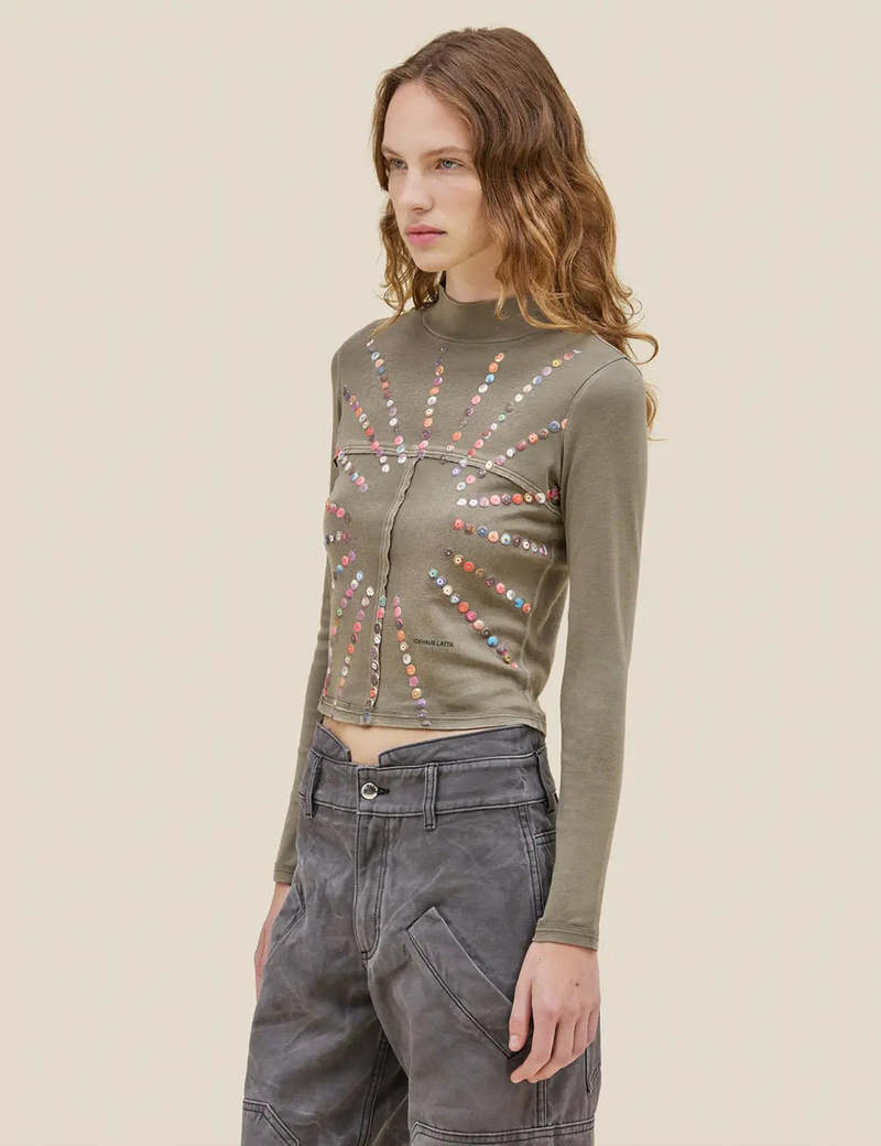 ECKHAUS LATTA Lapped Baby Turtleneck Top