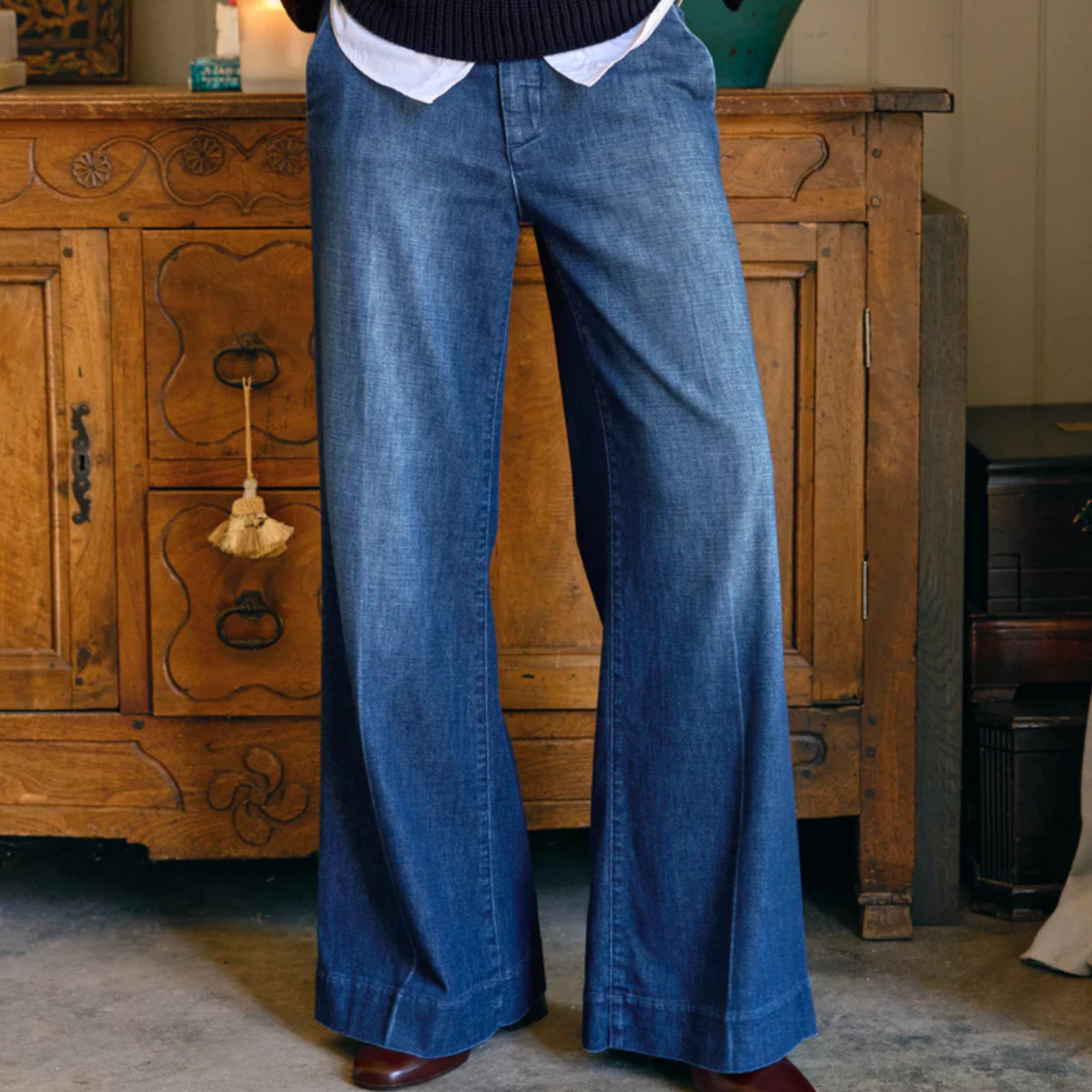 Frank & Eileen West Village Italian Wide Leg Chino - 1984 Washed Blue - Image 1 of 4