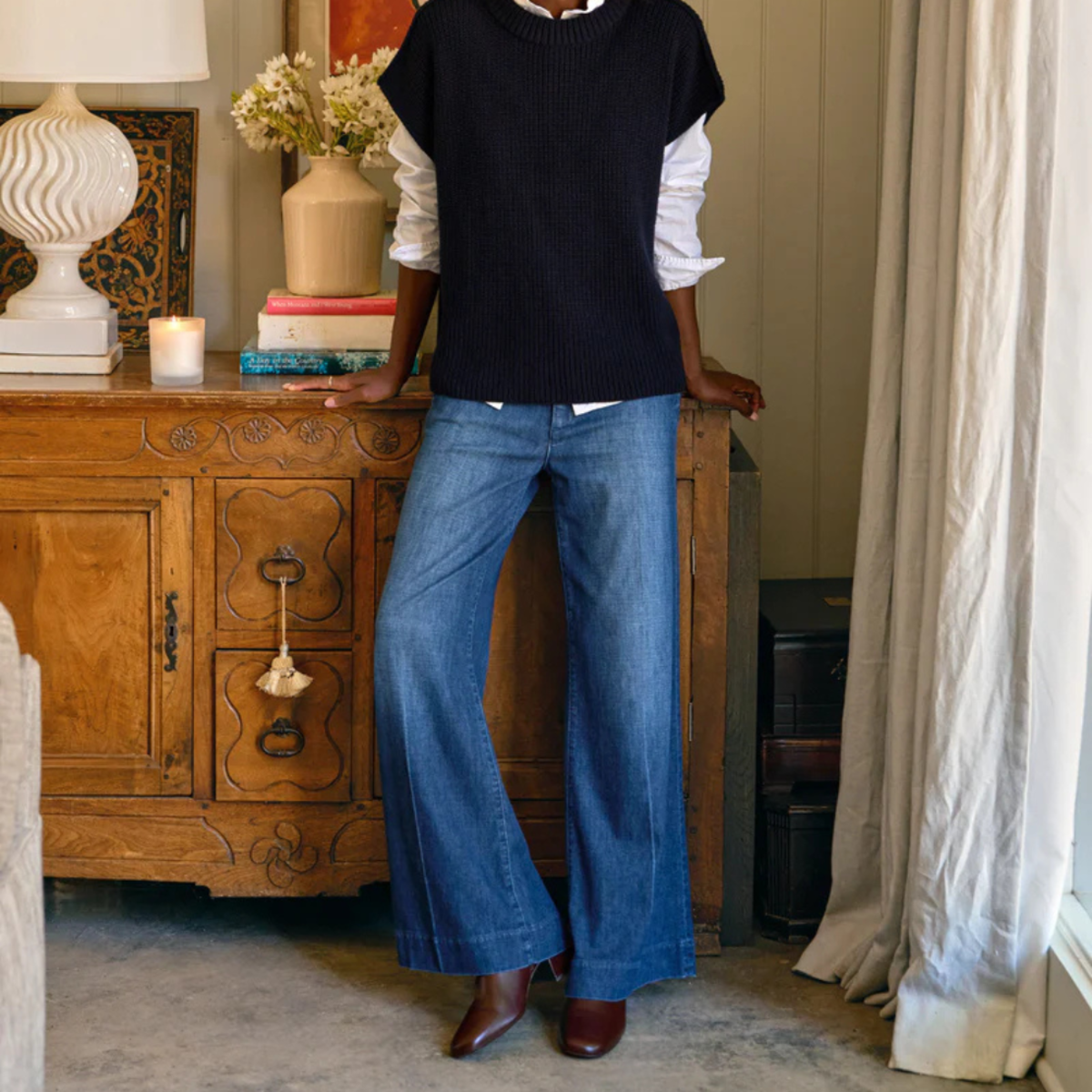 Frank & Eileen West Village Italian Wide Leg Chino - 1984 Washed Blue - Image 2 of 4