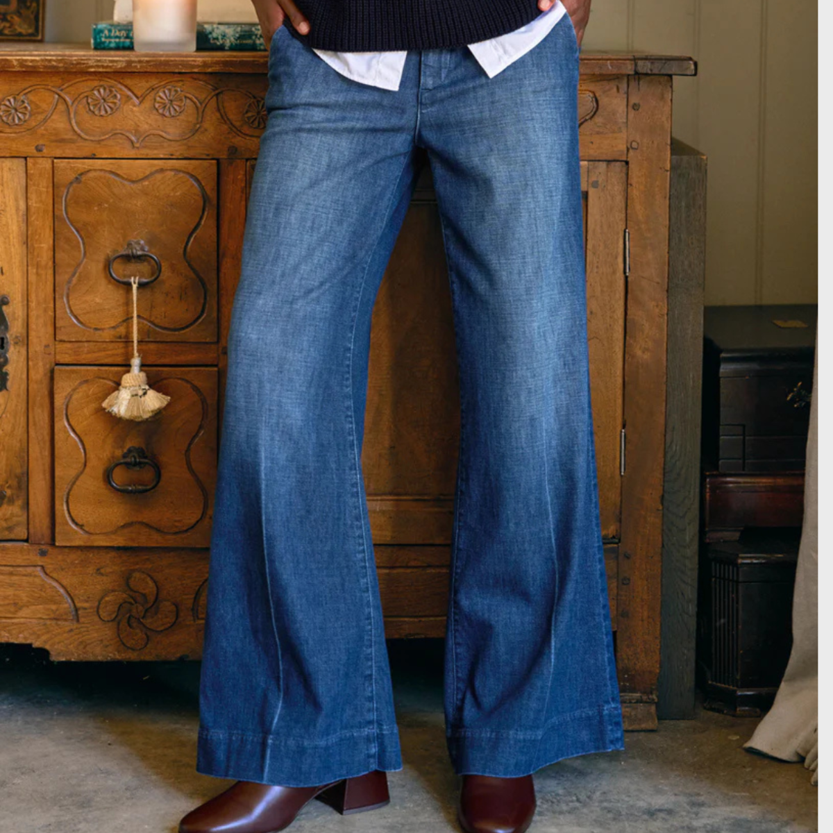 Frank & Eileen West Village Italian Wide Leg Chino - 1984 Washed Blue - Image 4 of 4