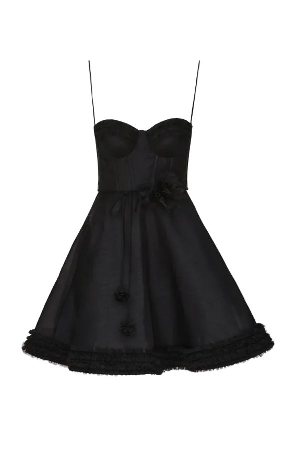 Zimmermann Luna Ruffle Mini Dress - Black