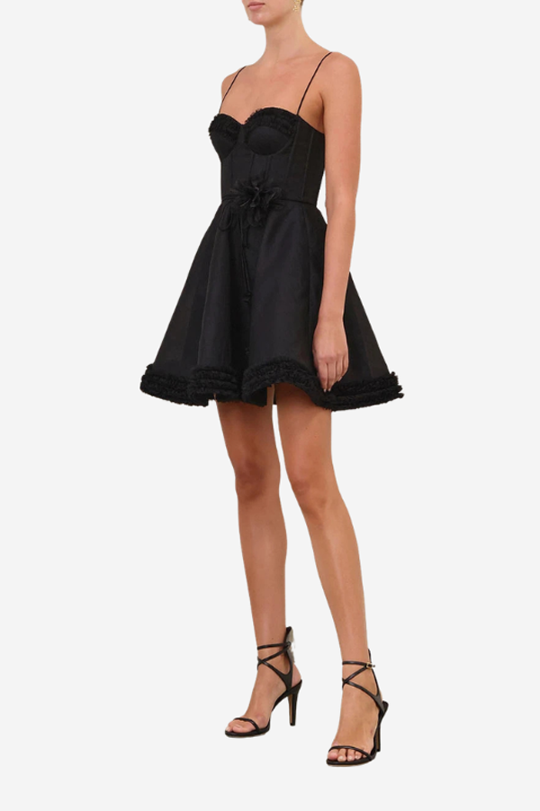 Zimmermann Luna Ruffle Mini Dress - Black