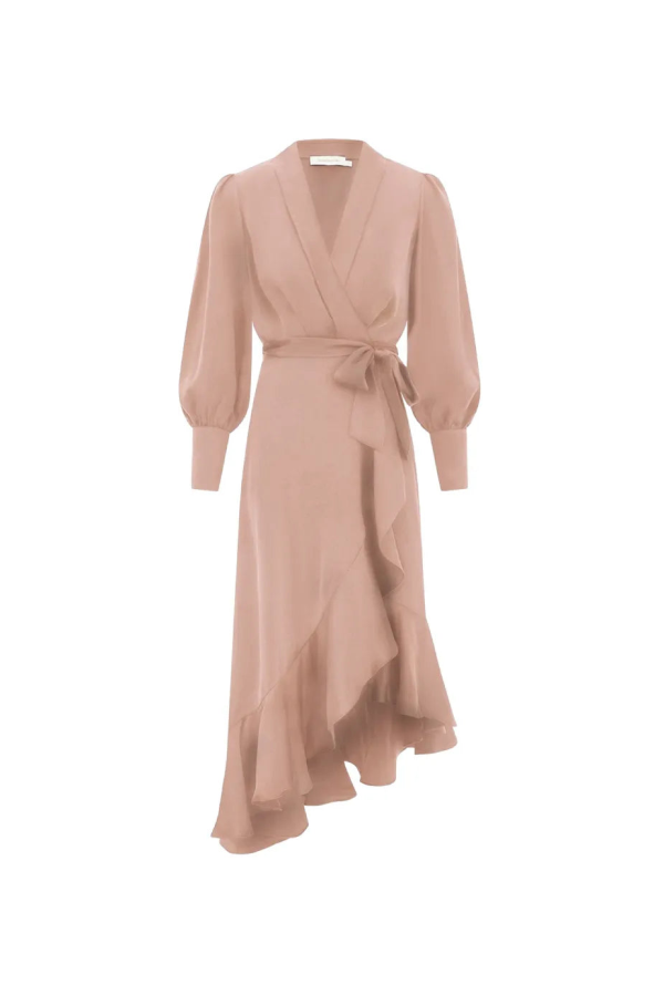 Zimmermann Silk Wrap Midi Dress - Dusty Rose