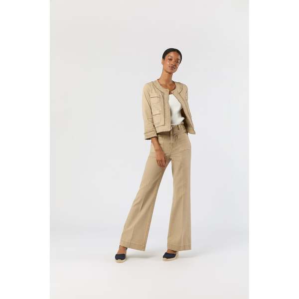 MASHBURN Camille Patch-Pocket Jean - Khaki Stretch Canvas