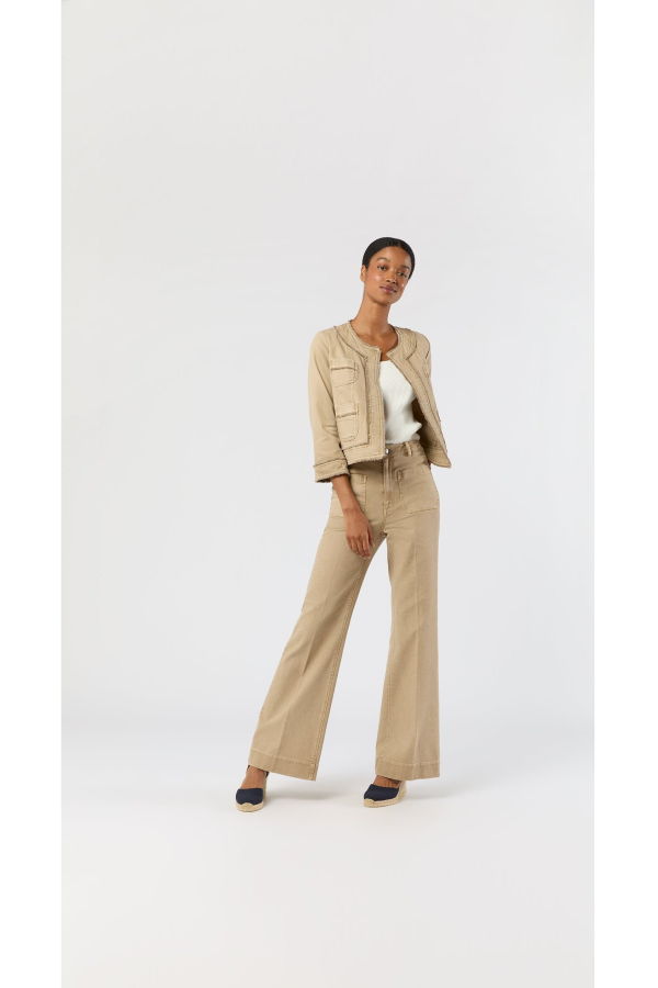 MASHBURN Camille Patch-Pocket Jean - Khaki Stretch Canvas