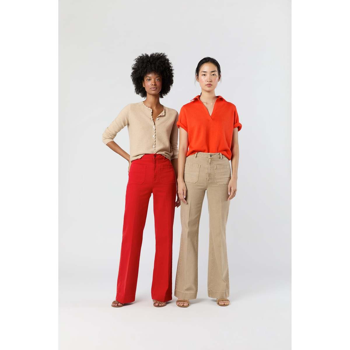 MASHBURN Camille Patch-Pocket Jean - Khaki Stretch Canvas - Image 2 of 5