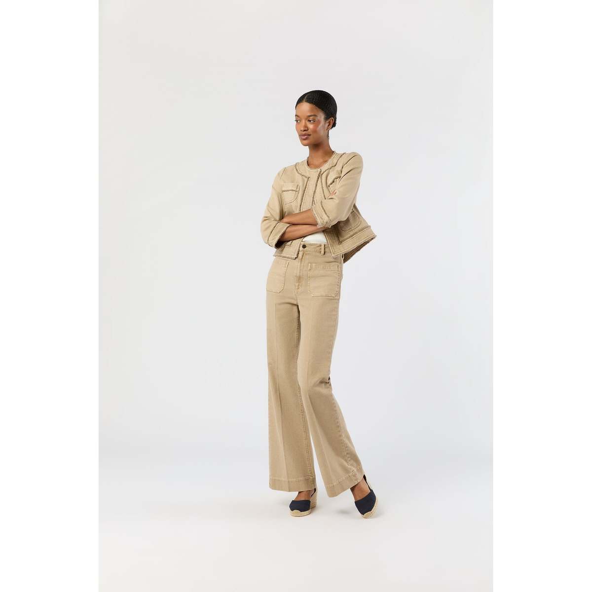 MASHBURN Camille Patch-Pocket Jean - Khaki Stretch Canvas - Image 5 of 5