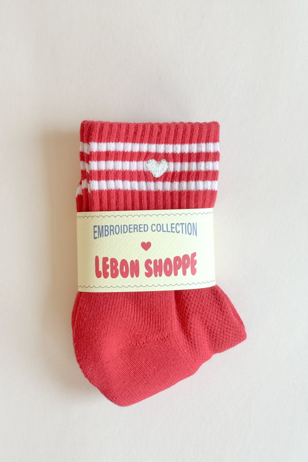 Le Bon Shoppe Embroidered Girlfriend Socks - Red