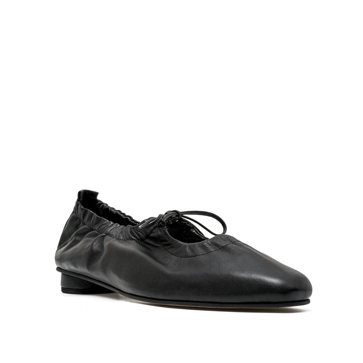 ALTA Gemma Tie-Top Leather Flats - Black - Image 2 of 5