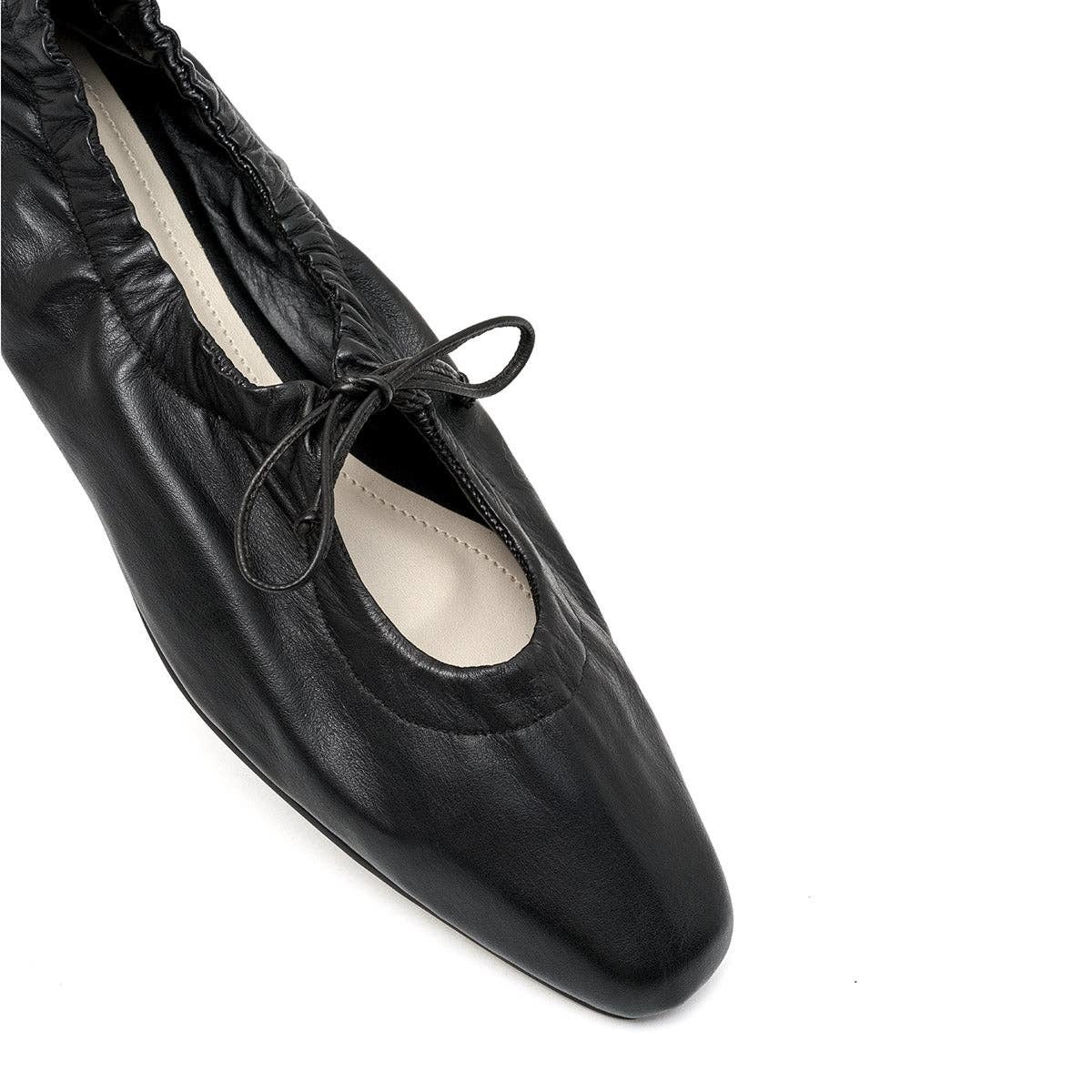 ALTA Gemma Tie-Top Leather Flats - Black - Image 3 of 5