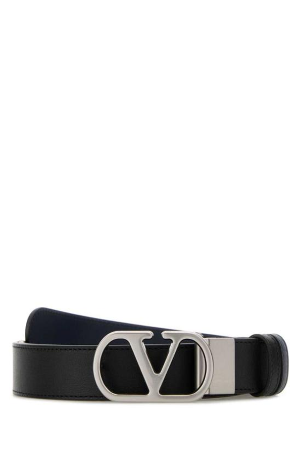 Valentino Garavani Leather Belt - Black Marine