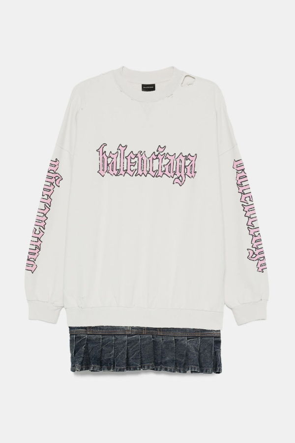 Balenciaga Blackletter Script Hybrid Dress - Dirty White