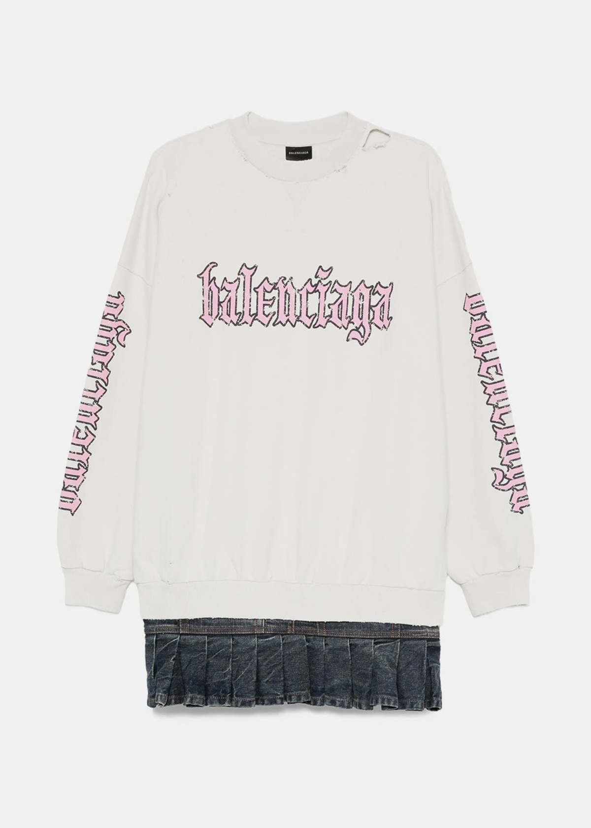 Balenciaga Blackletter Script Hybrid Dress - Dirty White - Image 1 of 4