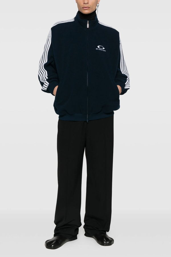 Balenciaga Loop Sports Icon Zip Up Jacket - Navy/White