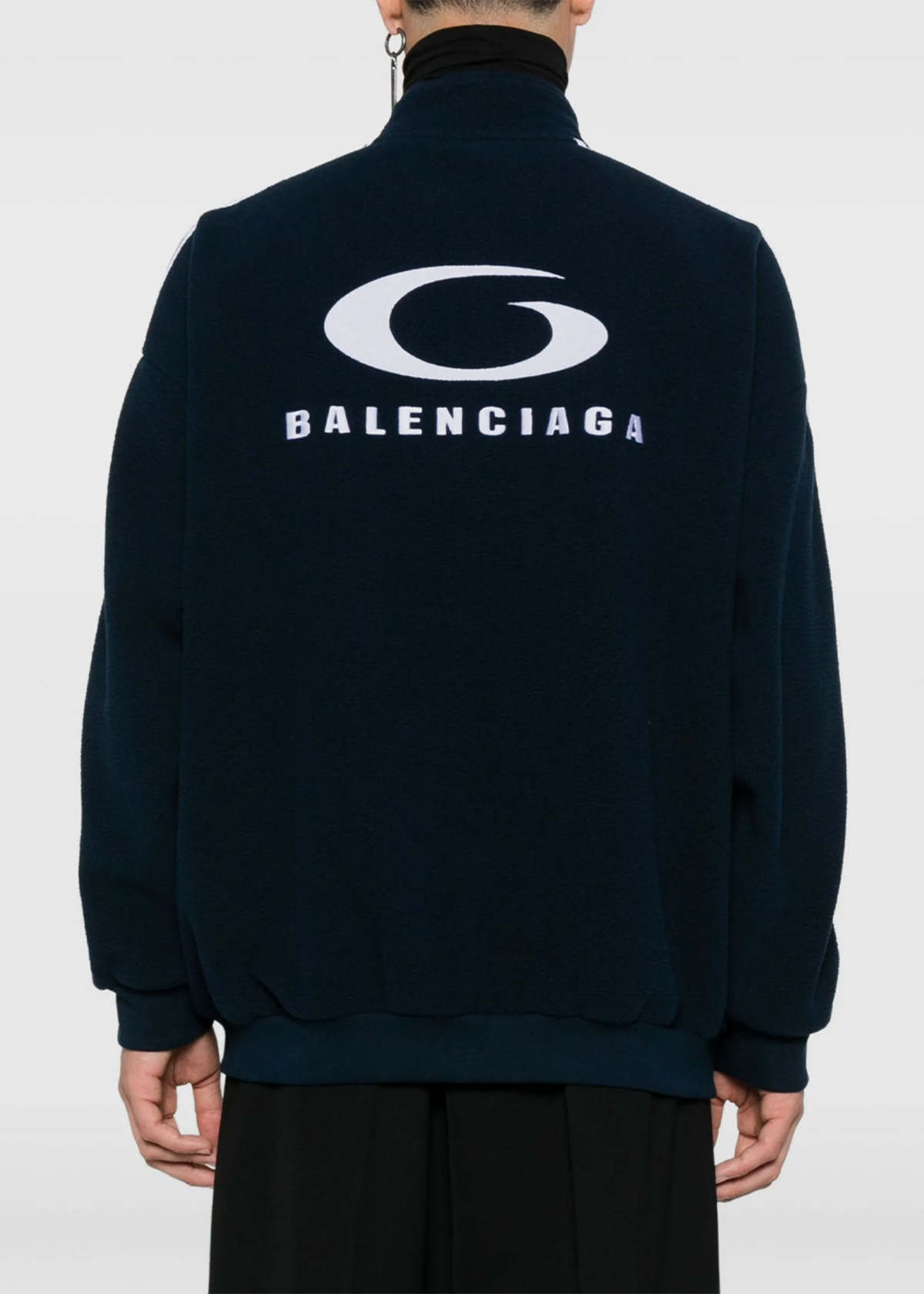 Balenciaga Loop Sports Icon Zip Up Jacket - Navy/White - Image 4 of 4