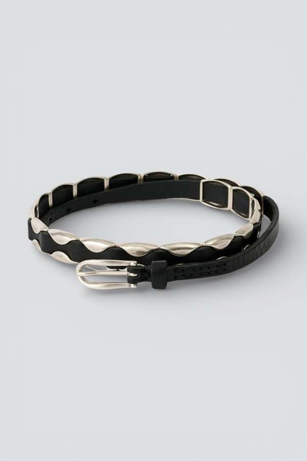 Our Legacy Oily Leather Billow Belt - Black
