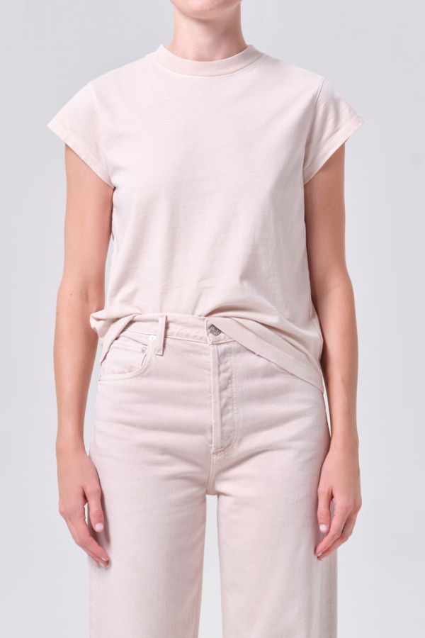 AGOLDE Long Line Bryce Cap Sleeve Tee - Foundation