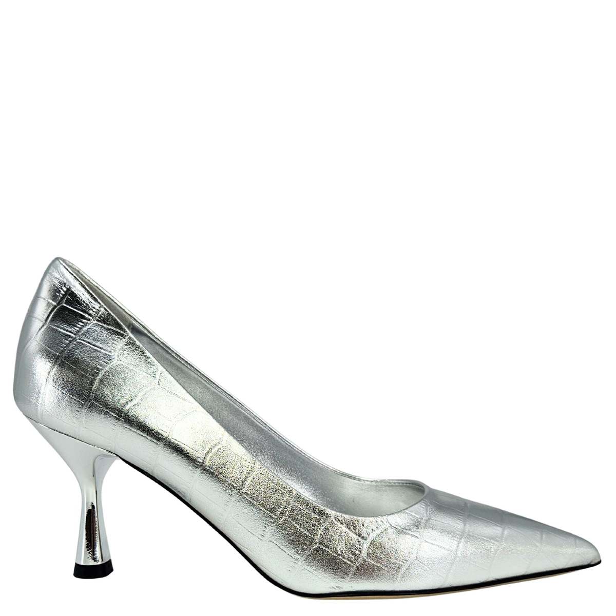 Madison Maison Annuccia Croc Hi Heel Pump - Silver - Image 1 of 4