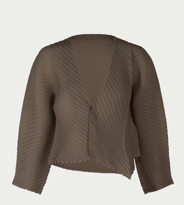 Issey Miyake Plaster Pleats Solid Cardigan