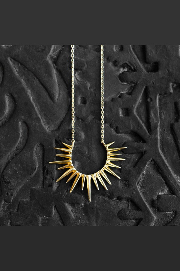 Ten Thousand Villages Kiranon Sunburst Gold Pendant Necklace