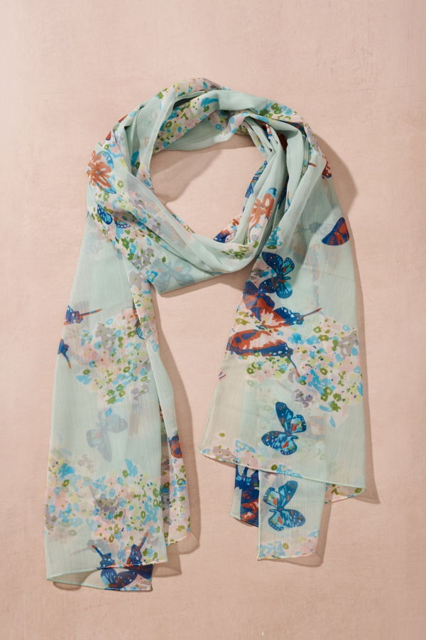 Ten Thousand Villages Komal Butterfly Chiffon Scarf