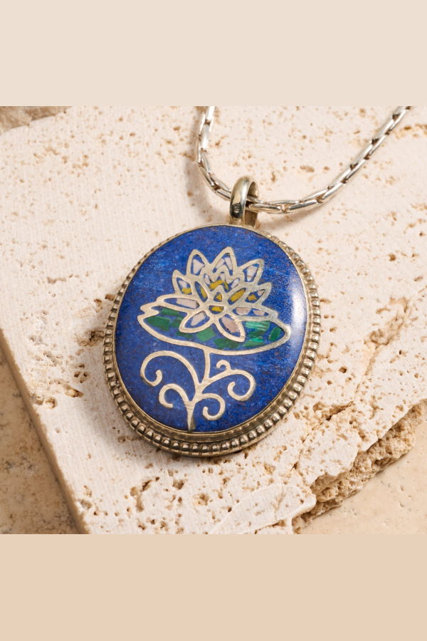 Ten Thousand Villages Lotus Mosaic Pendant Necklace