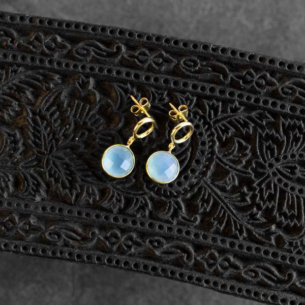 Ten Thousand Villages Sona Chalcedony Blue Gem Drop Earrings