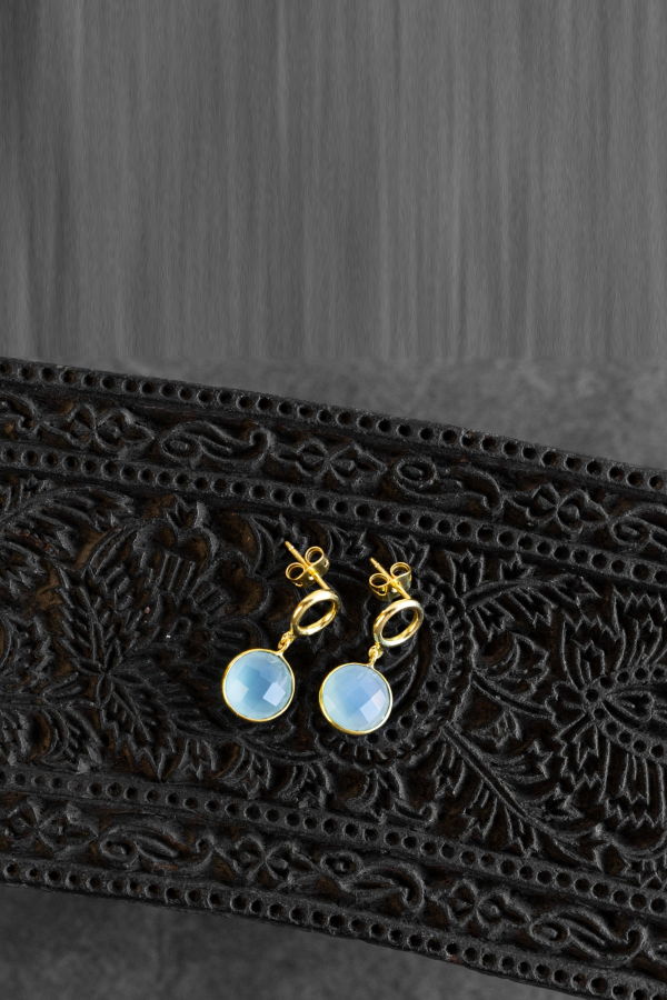 Ten Thousand Villages Sona Chalcedony Blue Gem Drop Earrings