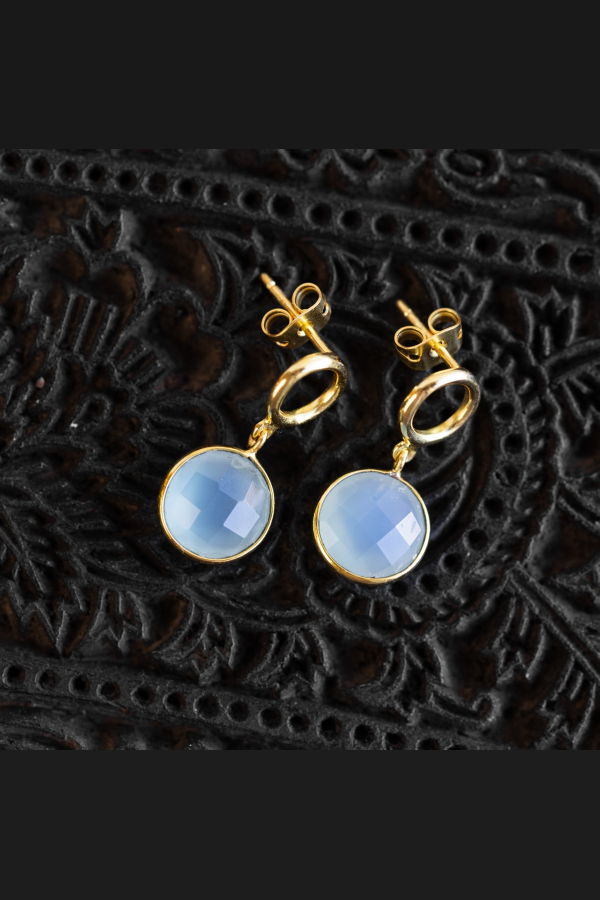 Ten Thousand Villages Sona Chalcedony Blue Gem Drop Earrings
