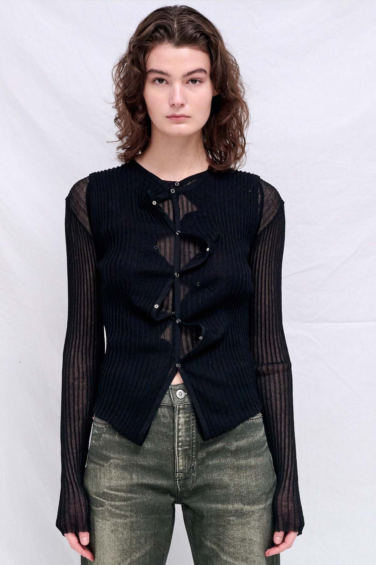 Wynn Hamlyn Black Double Up Rib Cardigan - Image 1 of 4