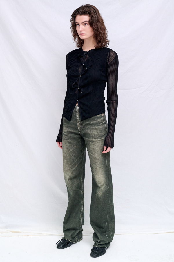 Wynn Hamlyn Black Double Up Rib Cardigan