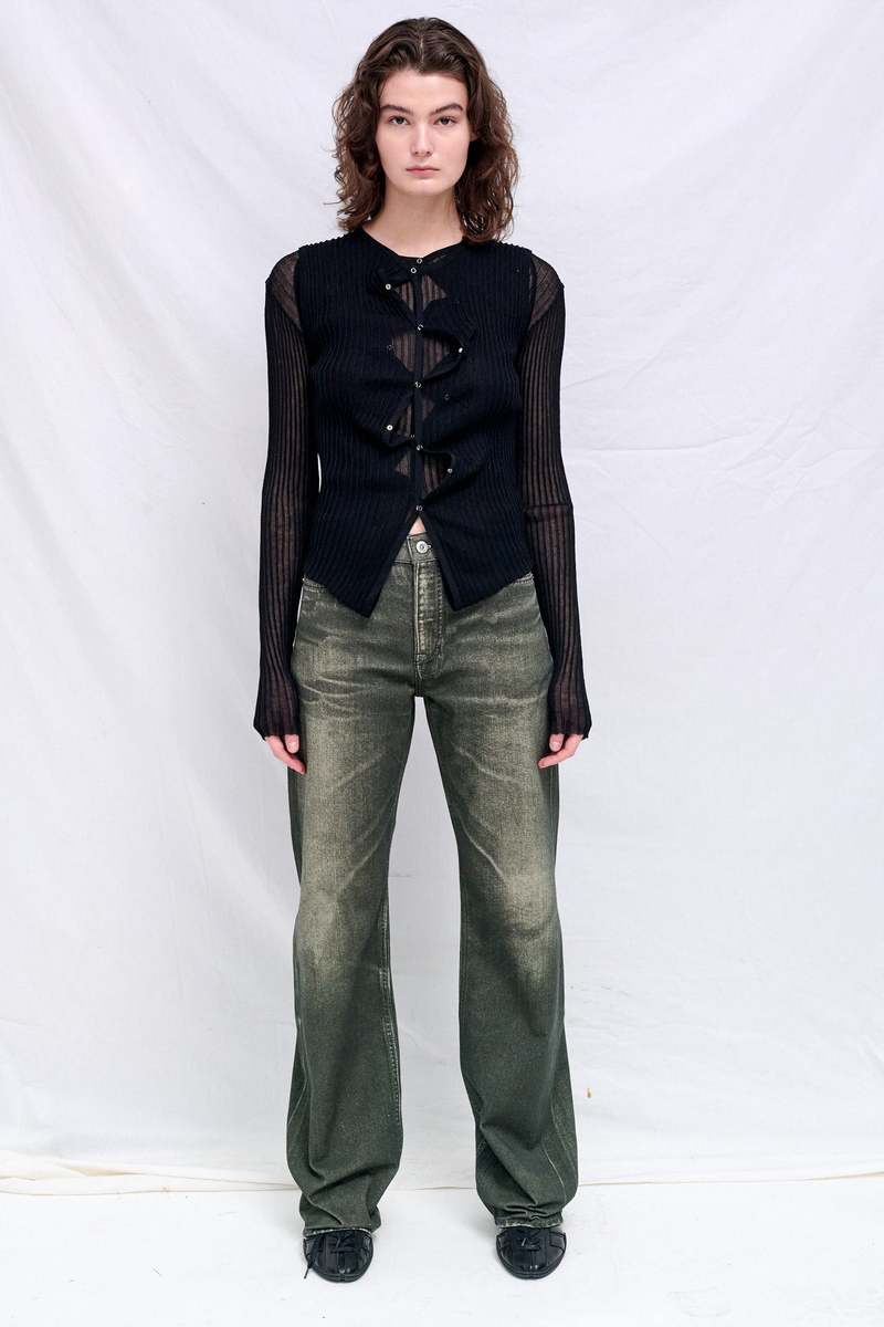 Wynn Hamlyn Black Double Up Rib Cardigan