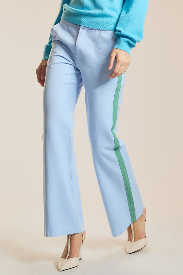 Cynthia Rowley Riley Side Stripe Cropped Flare Pants - Blue