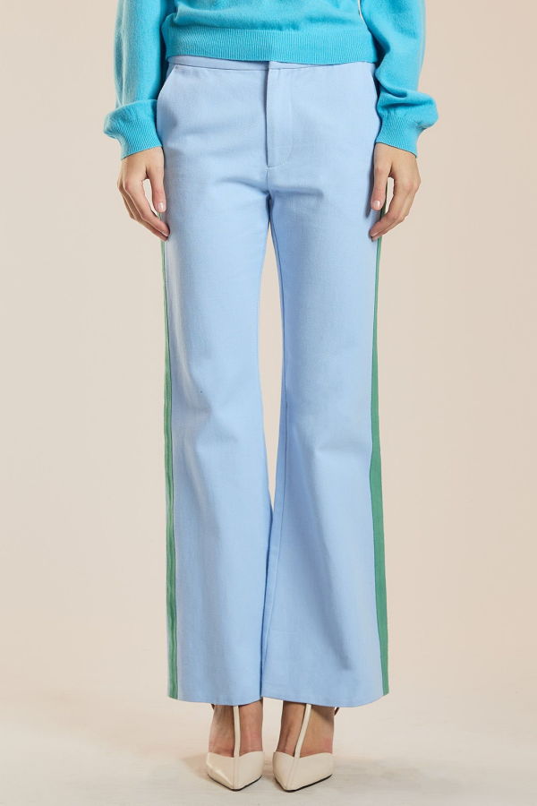 Cynthia Rowley Riley Side Stripe Cropped Flare Pants - Blue