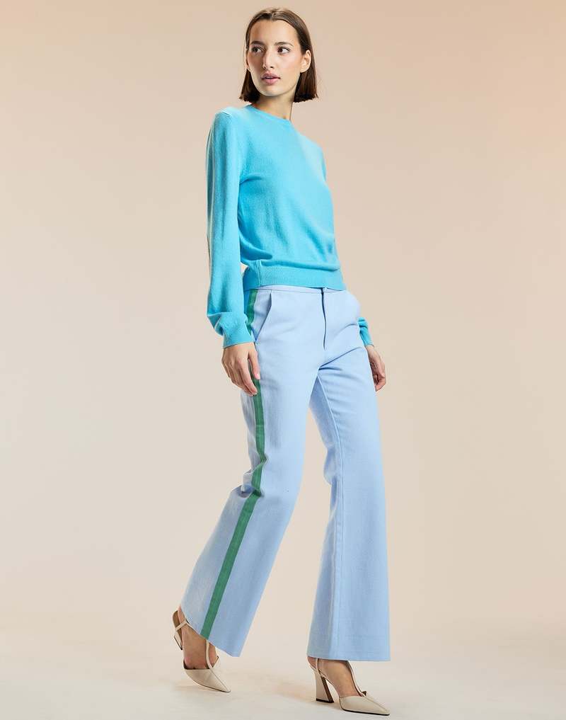 Cynthia Rowley Riley Side Stripe Cropped Flare Pants - Blue