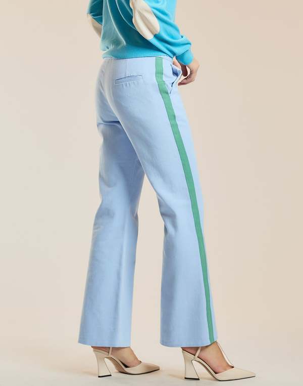 Cynthia Rowley Riley Side Stripe Cropped Flare Pants - Blue