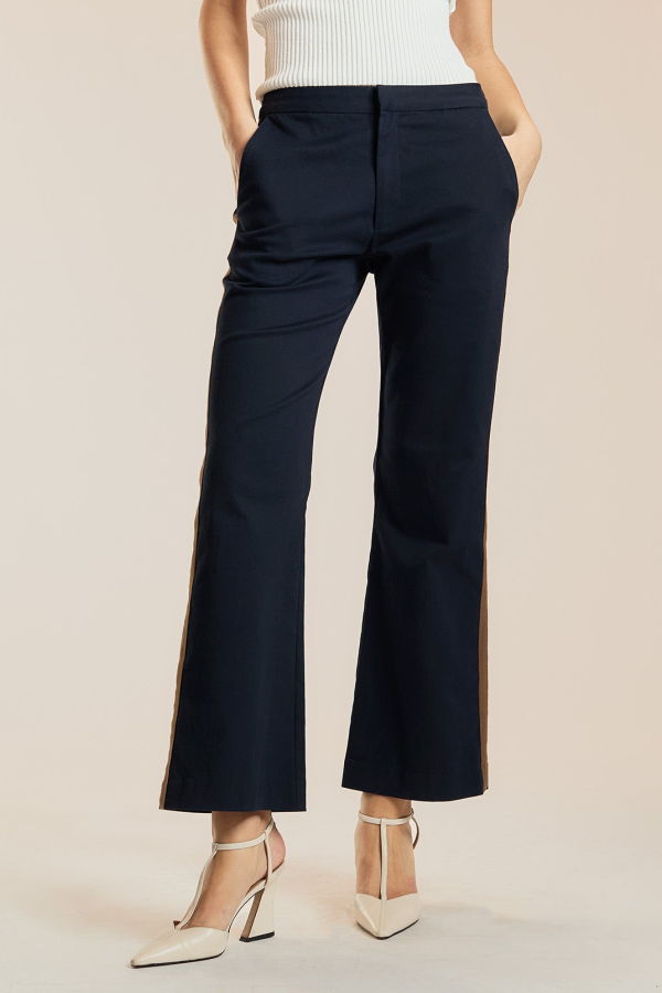 Cynthia Rowley Riley Side Stripe Cropped Flare Pants - Navy