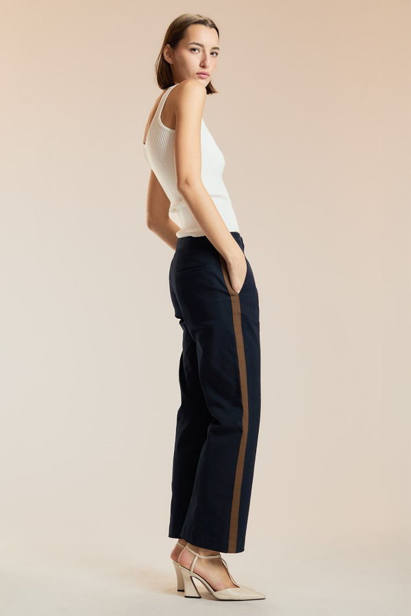 Cynthia Rowley Riley Side Stripe Cropped Flare Pants - Navy